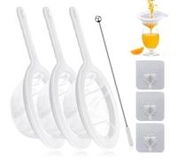 DECUIOCC Colador Plástico Multifuncional para Kéfir - Set de 3 Filtros de Malla Fina, Ideal para la Cocina, Aceite, Leche y Más