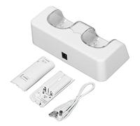 Decumeby Cargador de Batería Remoto Estación de Carga Dual Silenciosa para Batería de Control Remoto de Juegos, Conexión de Alimentación Conveniente para Uso Doméstico (White)