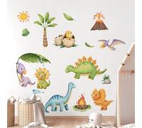 Decvictor Pegatinas de Pared Acuarela Tierra de Dinosaurios, Vinilos Decorativos Pared Palma de hoja tropical Volcano, Adesivos Paredes Decoración para Habitación Infantil Dormitorio ludoteca