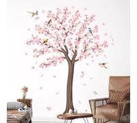 Decvictor Pegatinas de Pared Cerezo Grande, Vinilos Decorativos Pared Rosa Flor Árbol, Adesivos Paredes Decoración para Salon Pasillo Oficina Sofá Fondo Muro