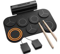 Donner Electronic Drum Set, 7 Pads Electric Drum Pad Roll Up, Quiet Drum Pad Altavoz incorporado para niños/principiantes, 40 lecciones de batería incluidas (DED-20)
