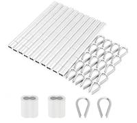 Dedales de cuerda de alambre de 3/16 pulgadas, 20 unidades + 100 fundas de cuerda de alambre M5, fundas de bucle de crimpado de aluminio, virolas de acero inoxidable para cable de 6 mm de diámetro