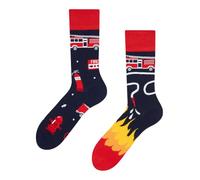Dedoles Calcetines Unisex Hombre Mujer y Niños Algodón muchos diseños divertidos diferente izquierda derecha, color: Rojo, diseño: Bombero, tamaño: 31-34