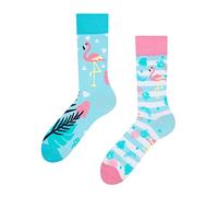 Dedoles Calcetines Unisex Hombre Mujer y Niños Algodón muchos diseños divertidos diferente izquierda derecha, color: Azul, diseño: Amor por los flamencos, tamaño: 35-38