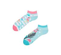 Dedoles Calcetines Unisex Hombre Mujer y Niños Algodón muchos diseños divertidos diferente izquierda derecha, color: Azul, diseño: Amor por los flamencos (tobilleros), tamaño: 35-38