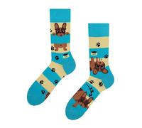 Dedoles Calcetines Unisex Hombre Mujer y Niños Algodón muchos diseños divertidos diferente izquierda derecha, color: Azul, diseño: Perros y rayas, tamaño: 39-42