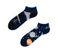 Dedoles Calcetines Unisex Hombre Mujer y Niños Algodón muchos diseños divertidos diferente izquierda derecha, color: Azul, diseño: Cosmos (tobilleros), tamaño: 35-38
