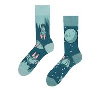 Dedoles Calcetines Unisex Hombre Mujer y Niños Algodón muchos diseños divertidos diferente izquierda derecha, color: Turquesa, diseño: Murciélagos en la noche, tamaño: 35-38