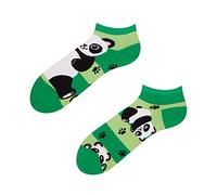 Dedoles Calcetines Unisex Hombre Mujer y Niños Algodón muchos diseños divertidos diferente izquierda derecha, color: Verde, diseño: Panda y rayas (sneaker), tamaño: 35-38