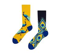 Dedoles Calcetines Unisex Hombre Mujer y Niños Algodón muchos diseños divertidos diferente izquierda derecha, color: Amarillo, diseño: Pavo real, tamaño: 39-42