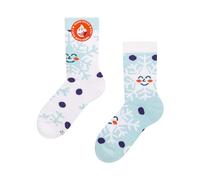 Dedoles Calcetines Unisex Hombre Mujer y Niños Algodón muchos diseños divertidos diferente izquierda derecha, color: Azul, diseño: Copos de nieve felices (invierno), tamaño: 35-38