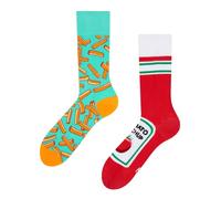 Dedoles Calcetines Unisex Hombre Mujer y Niños Algodón muchos diseños divertidos diferente izquierda derecha, color: Rojo, diseño: Patatas fritas con kétchup, tamaño: 39-42