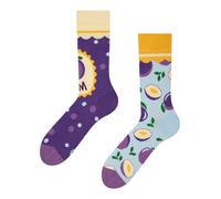 Dedoles Calcetines Unisex Hombre Mujer y Niños Algodón muchos diseños divertidos diferente izquierda derecha, color: Morado, diseño: Mermelada de ciruela, tamaño: 43-46