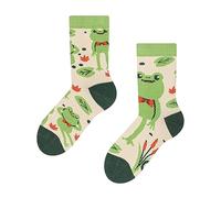 Dedoles Calcetines Unisex Hombre Mujer y Niños Algodón muchos diseños divertidos diferente izquierda derecha, color: Verde, diseño: Ranita, tamaño: 23-26