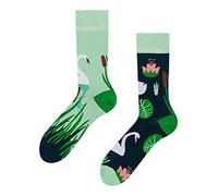Dedoles Calcetines Unisex Hombre Mujer y Niños Algodón muchos diseños divertidos diferente izquierda derecha, color: Verde, diseño: Cisne blanco, tamaño: 35-38