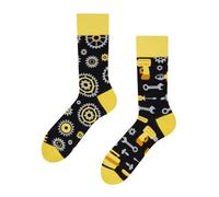 Dedoles Calcetines Unisex Hombre Mujer y Niños Algodón muchos diseños divertidos diferente izquierda derecha, color: Amarillo, diseño: Mecánico, tamaño: 43-46