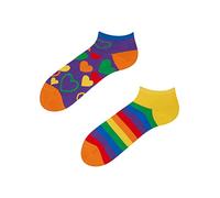 Dedoles Calcetines Unisex Hombre Mujer y Niños Algodón muchos diseños divertidos diferente izquierda derecha, color: Multicolor, diseño: Amor multicolor (tobilleros), tamaño: 39-42