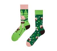 Dedoles Calcetines Unisex Hombre Mujer y Niños Algodón muchos diseños divertidos Fútbol Bicicleta diferente izquierda derecha, color: Verde, diseño: Cartas por la naturaleza, tamaño: 39-42