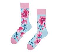 Dedoles Calcetines Unisex Hombre Mujer y Niños Algodón muchos diseños divertidos Fútbol Bicicleta diferente izquierda derecha, color: Rosa, diseño: Orquídeas, tamaño: 35-38