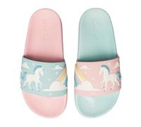 Dedoles Chanclas & Pantuflas Unisex Hombre Mujer y Niños Sandalias diseños divertidos Libros Pizza Flores Fiesta Café Regalo, Color: Unicornio y arco iris, Tamaño: 30 EU