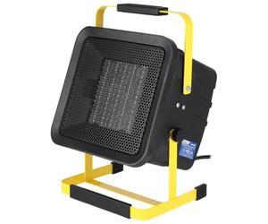 DEDRA Calefactor eléctrico PTC 3,0 kW, cuadrado, negro, con soporte, elemento calefactor cerámico, termostato, protección contra sobrecalentamiento, tres modos de funcionamiento, ángulo ajustable