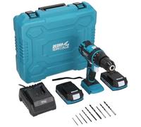 Juego de herramientas en maletín Dedra DED7030A02, destornillador de 18 V, 50 Nm, hasta 1750 rpm, 19 modos, dos baterías de 2 Ah, cargador con luz LED, accesorios, 9 piezas, juego móvil profesional