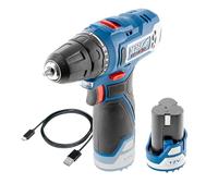 DEDRA MAUS DED7310T01-32 Nm - Batería Li-Ion 2 Ah y Cable USB-C - 2 Velocidades, Portabrocas autoapretando 10 mm e iluminación LED - Compacta y Ergonómica para Bricolaje