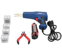 DEDRA Soldador de plástico Stark 50 W, hasta 500 °C, con 400 grapas calientes, iluminación LED, cable de alimentación UE y bolsa de transporte adicional con pinza y cortador, grapas ⌀ 0,6 y 0,8 mm