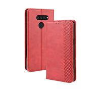 Dedux Flip Funda con LG K50S, Tapa de Billetera de Cuero Retro Cierre Magnético Folio Soporte Ranuras para Tarjetas, Rojo