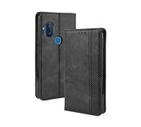 Dedux Flip Funda con Motorola One Hyper, Tapa de Billetera de Cuero Retro Cierre Magnético Folio Soporte Ranuras para Tarjetas, Negro