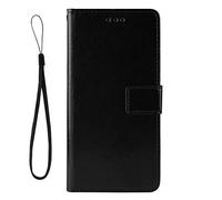 Dedux Flip Funda con OPPO A91, Tapa de Billetera de Cuero Retro Cierre Magnético Folio Soporte Ranuras para Tarjetas, Negro con Cordón