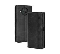 Dedux Flip Funda con Xiaomi Mi 10T Lite 5G, Tapa de Billetera de Cuero Retro Cierre Magnético Folio Soporte Ranuras para Tarjetas, Negro