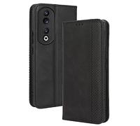 Dedux Flip Funda para Honor 90, Tapa de Billetera de Cuero Retro Cierre Magnético Folio Soporte Ranuras para Tarjetas. Negro