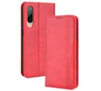 Dedux Flip Funda para HTC Desire 22 Pro, Tapa de Billetera de Cuero Retro Cierre Magnético Folio Soporte Ranuras para Tarjetas. Rojo