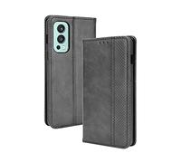 Dedux Flip Funda para OnePlus Nord 2 5G, Tapa de Billetera de Cuero Retro Cierre Magnético Folio Soporte Ranuras para Tarjetas. Negro