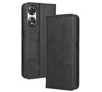 Dedux Flip Funda para OPPO A78 5G / OPPO A58 5G, Tapa de Billetera de Cuero Retro Cierre Magnético Folio Soporte Ranuras para Tarjetas. Negro