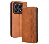 Dedux Flip Funda para Xiaomi 14T Pro 5G, Tapa de Billetera de Cuero Retro Cierre Magnético Folio Soporte Ranuras para Tarjetas. Marrón