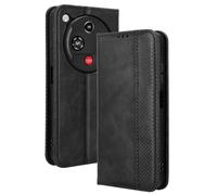 Dedux Flip Funda para ZTE Nubia Focus 2 5G, Tapa de Billetera de Cuero Retro Cierre Magnético Folio Soporte Ranuras para Tarjetas. Negro