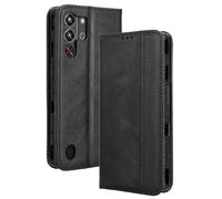 Dedux Flip Funda para ZTE Nubia RedMagic 10 Pro/10 Pro+/10S Pro, Tapa de Billetera de Cuero Retro Cierre Magnético Folio Soporte Ranuras para Tarjetas. Negro