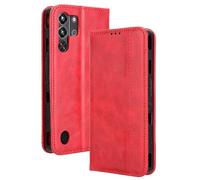 Dedux Flip Funda para ZTE Nubia RedMagic 10 Pro/10 Pro+/10S Pro, Tapa de Billetera de Cuero Retro Cierre Magnético Folio Soporte Ranuras para Tarjetas. Rojo