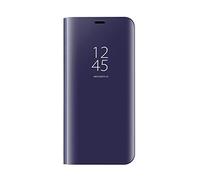 Dedux Funda Compatible con Samsung Galaxy A56 5G - Modelo Inteligente Fecha/Hora Ver Espejo Brillante tirón del Caso Duro con para el Samsung Galaxy A56 5G,Azul Púrpura