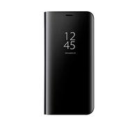 Dedux Funda Compatible con Samsung Galaxy S25 Ultra 5G - Modelo Inteligente Fecha/Hora Ver Espejo Brillante tirón del Caso Duro con para el Samsung Galaxy S25 Ultra 5G, Negro