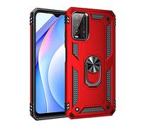 Dedux Funda Compatible con Xiaomi Redmi 9T [Tough Armor Series] Robusta Anti-Arañazos Panel Trasero PC + TPU a Prueba de choques + Soporte Plegable. Rojo