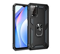 Dedux Funda Compatible con Xiaomi Redmi 9T [Tough Armor Series] Robusta Anti-Arañazos Panel Trasero PC + TPU a Prueba de choques + Soporte Plegable. Negro