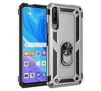 Dedux Funda Huawei P Smart Pro 2019 [Tough Armor Series] Robusta Anti-Arañazos Panel Trasero PC + TPU a Prueba de choques + Soporte Plegable. Plata
