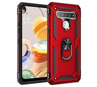 Dedux Funda LG K61/Q61 [Tough Armor Series] Robusta Anti-Arañazos Panel Trasero PC + TPU a Prueba de choques + Soporte Plegable. Rojo