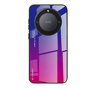 Dedux Funda para Honor Magic 5 Lite 5G (Magic5 Lite) / X9a, Carcasa Degradado de Color Vidrio Templado Anti-rasguños Funda, TPU de Silicona Suave Case Cover (Azul/Rojo)