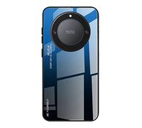 Dedux Funda para Honor Magic 5 Lite 5G (Magic5 Lite) / X9a, Carcasa Degradado de Color Vidrio Templado Anti-rasguños Funda, TPU de Silicona Suave Case Cover (Azul/Negro)