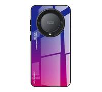 Dedux Funda para Honor Magic 6 Lite 5G (Magic6 Lite) / X9b, Carcasa Degradado de Color Vidrio Templado Anti-rasguños Funda, TPU de Silicona Suave Case Cover (Azul/Rojo)