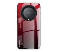 Dedux Funda para Honor Magic 6 Lite 5G (Magic6 Lite) / X9b, Carcasa Degradado de Color Vidrio Templado Anti-rasguños Funda, TPU de Silicona Suave Case Cover (Rojo/Negro)